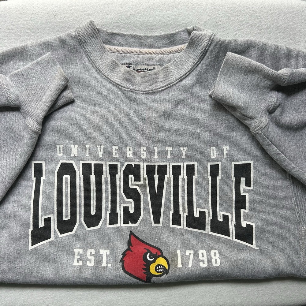Vintage Champion Reverse Weave Crewneck Louisville Gray Sweatshirt Small